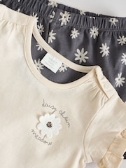 Black/White Flower Short Sleeve Baby Top & Shorts Set 2 Piece - Image 8 of 10