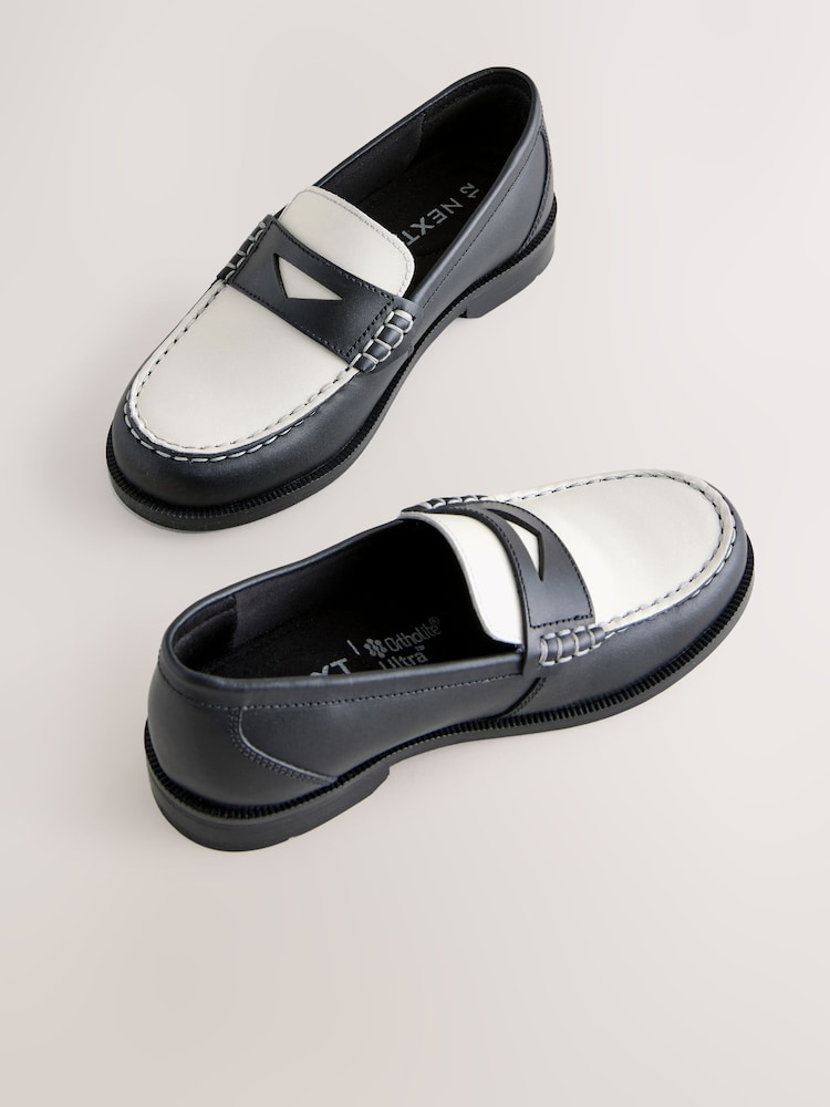 Black/White Leather Loafers - Image 1 of 5