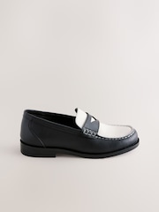 Black/White Leather Loafers - Image 2 of 5