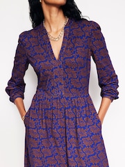 Boden Brown/Gold Petite Twisted Waist Jersey Dress - Image 2 of 5