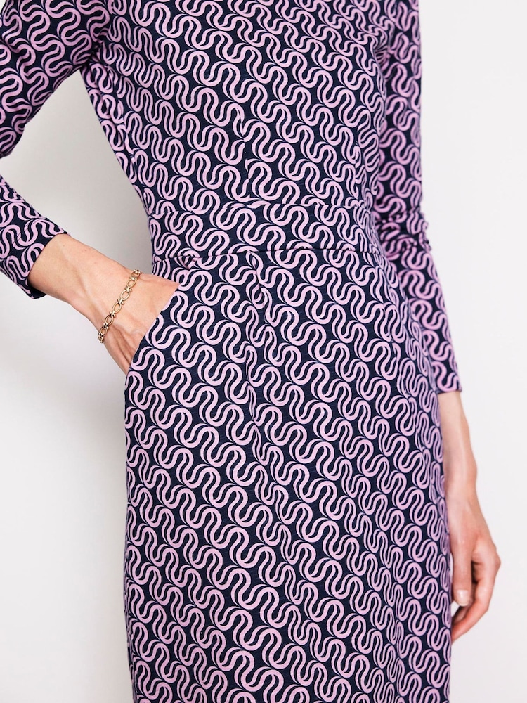 Boden Pink Petite 100% Cotton Twisted Waist Jersey Dress - Image 2 of 5