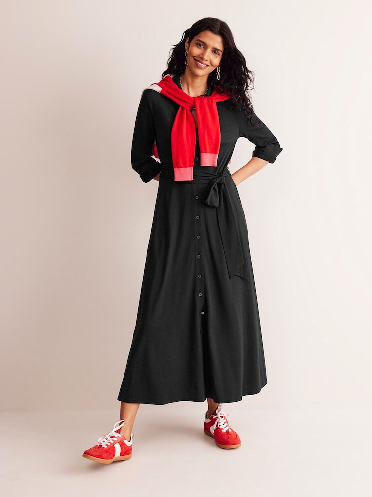 Boden Berry Black Petite Twisted Waist Jersey Dress - Image 1 of 2