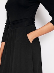Boden Dark Black Petite Twisted Waist Jersey Dress - Image 4 of 6
