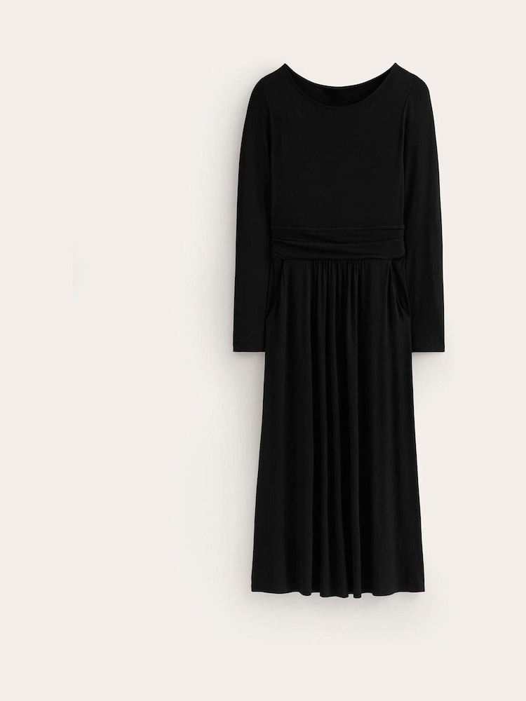 Boden Dark Black Petite Twisted Waist Jersey Dress - Image 6 of 6