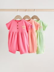Multi Bright Colour Baby Rompers 3 Pack - Image 1 of 1