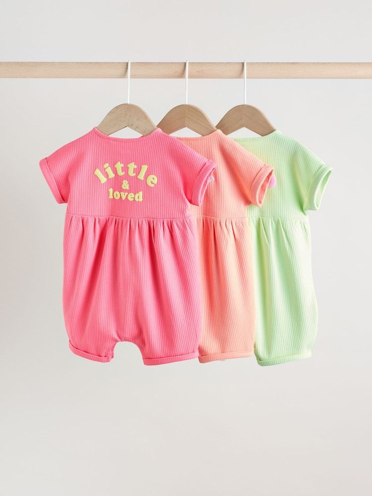 Multi Bright Colour Baby Rompers 3 Pack - Image 5 of 14
