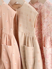 Caramel And Ecru Floral Baby Rompers 3 Pack - Image 3 of 10