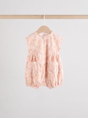 Caramel And Ecru Floral Baby Rompers 3 Pack - Image 5 of 10