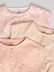 Caramel And Ecru Floral Baby Rompers 3 Pack - Image 7 of 10