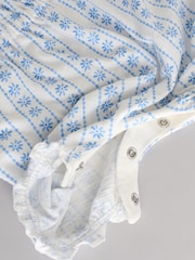 Blau mit Blumenmuster - Baby-Strampler aus 100 % Baumwolle im 2er-Pack - Bild 10 von 10