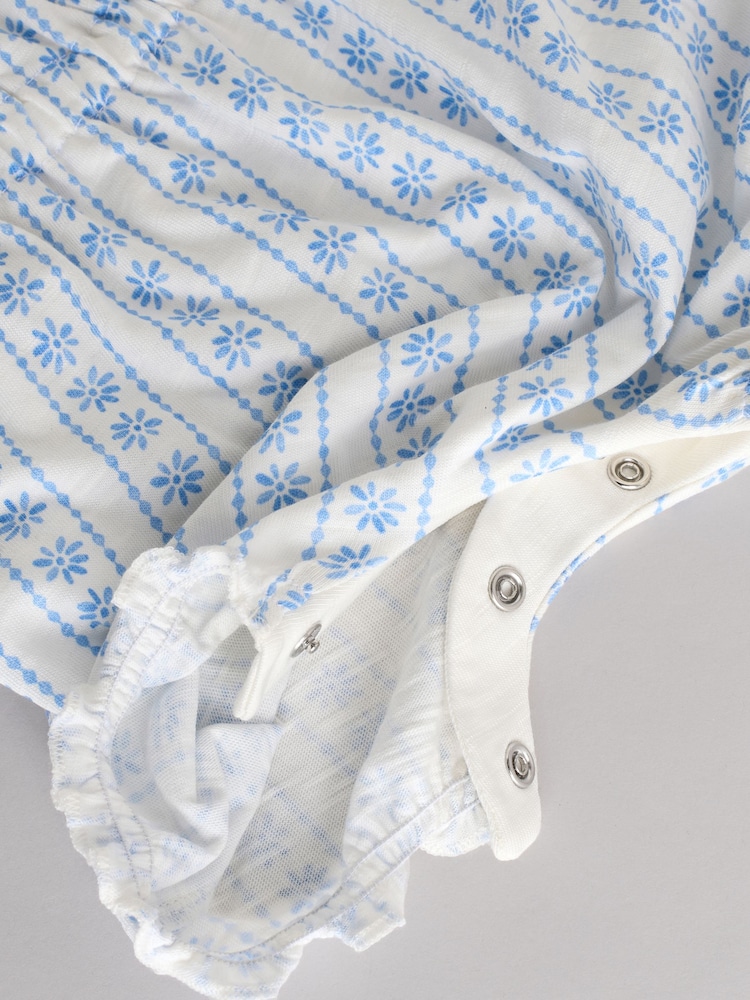 Blau mit Blumenmuster - Baby-Strampler aus 100 % Baumwolle im 2er-Pack - Bild 10 von 10