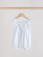 Blau mit Blumenmuster - Baby-Strampler aus 100 % Baumwolle im 2er-Pack - Bild 2 von 10