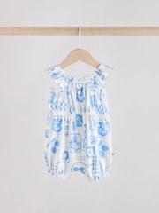 Blau mit Blumenmuster - Baby-Strampler aus 100 % Baumwolle im 2er-Pack - Bild 3 von 10