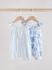 Blau mit Blumenmuster - Baby-Strampler aus 100 % Baumwolle im 2er-Pack - Bild 4 von 10