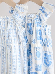 Blau mit Blumenmuster - Baby-Strampler aus 100 % Baumwolle im 2er-Pack - Bild 6 von 10