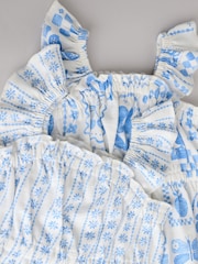 Blau mit Blumenmuster - Baby-Strampler aus 100 % Baumwolle im 2er-Pack - Bild 7 von 10
