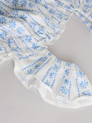 Blau mit Blumenmuster - Baby-Strampler aus 100 % Baumwolle im 2er-Pack - Bild 9 von 10