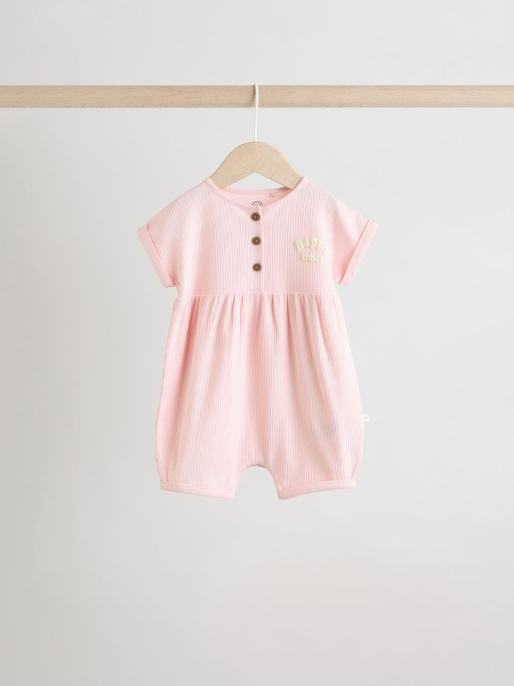 Slogan Mono and Pink Baby Rompers 3 Pack - Image 4 of 14