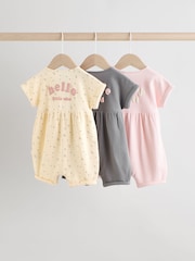 Slogan Mono and Pink Baby Rompers 3 Pack - Image 5 of 14