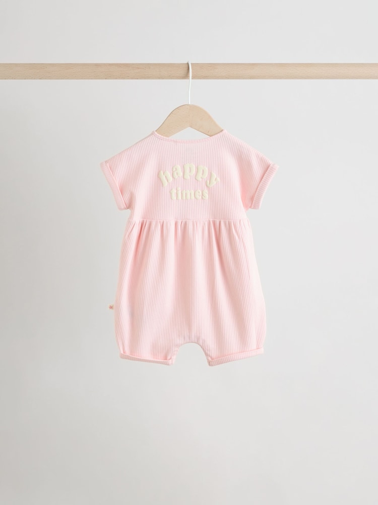 Slogan Mono and Pink Baby Rompers 3 Pack - Image 8 of 14