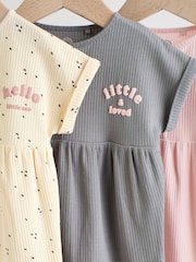 Slogan Mono and Pink Baby Rompers 3 Pack - Image 9 of 14