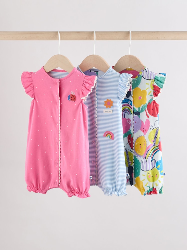 Mehrfarbig Floral und Streifen - Bedruckte Baby-Strampelhöschen aus 100 % Baumwolle im 3er-Pack - Bild 1 von 12 Mehrfarbig Floral und Streifen - Bedruckte Baby-Strampelhöschen aus 100 % Baumwolle im 3er-Pack - Bild 1 von 12