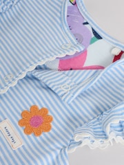 Multi Floral and Stripe Print Baby 100% Cotton Rompers 3 Pack - Image 10 of 12