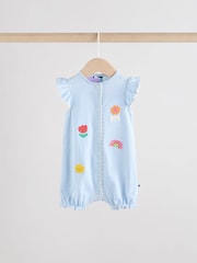 Multi Floral and Stripe Print Baby 100% Cotton Rompers 3 Pack - Image 5 of 12