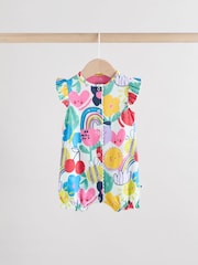 Multi Floral and Stripe Print Baby 100% Cotton Rompers 3 Pack - Image 7 of 12