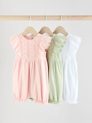 Sage Green Baby Bloomer Rompers 3 Pack - Image 1 of 11