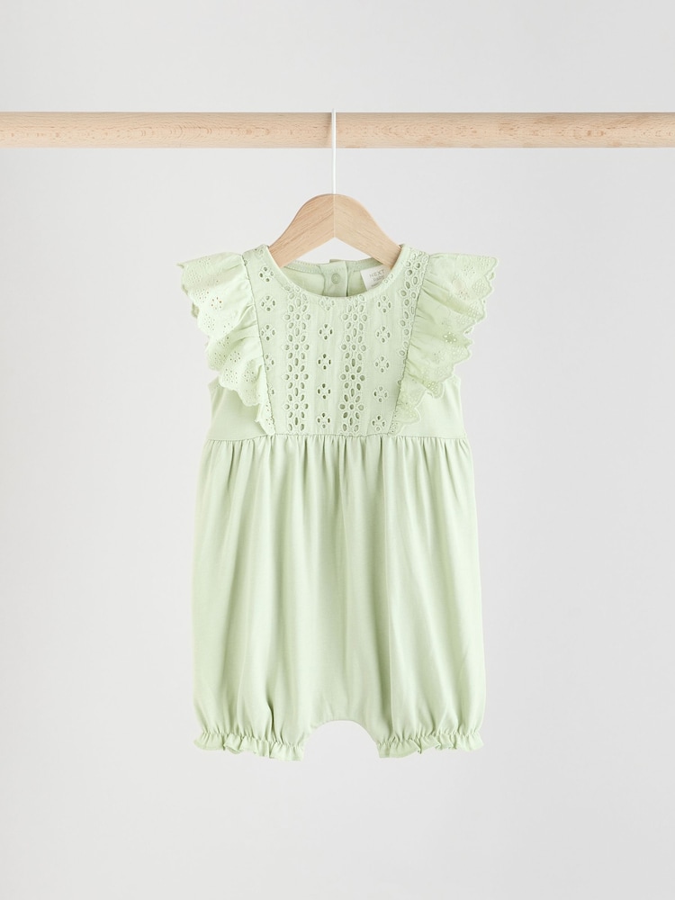 Sage Green Baby Bloomer Rompers 3 Pack - Image 3 of 11