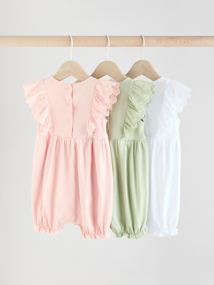 Sage Green Baby Bloomer Rompers 3 Pack - Image 5 of 11