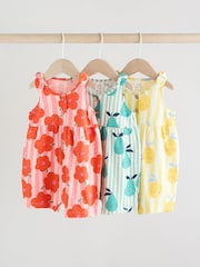 Multicolour Fruit Printed - 100% Cotton Baby Jersey Rompers 3 Pack - Bild 1 von 11
