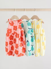 Multicolour Fruit Printed - 100% Cotton Baby Jersey Rompers 3 Pack - Bild 2 von 11