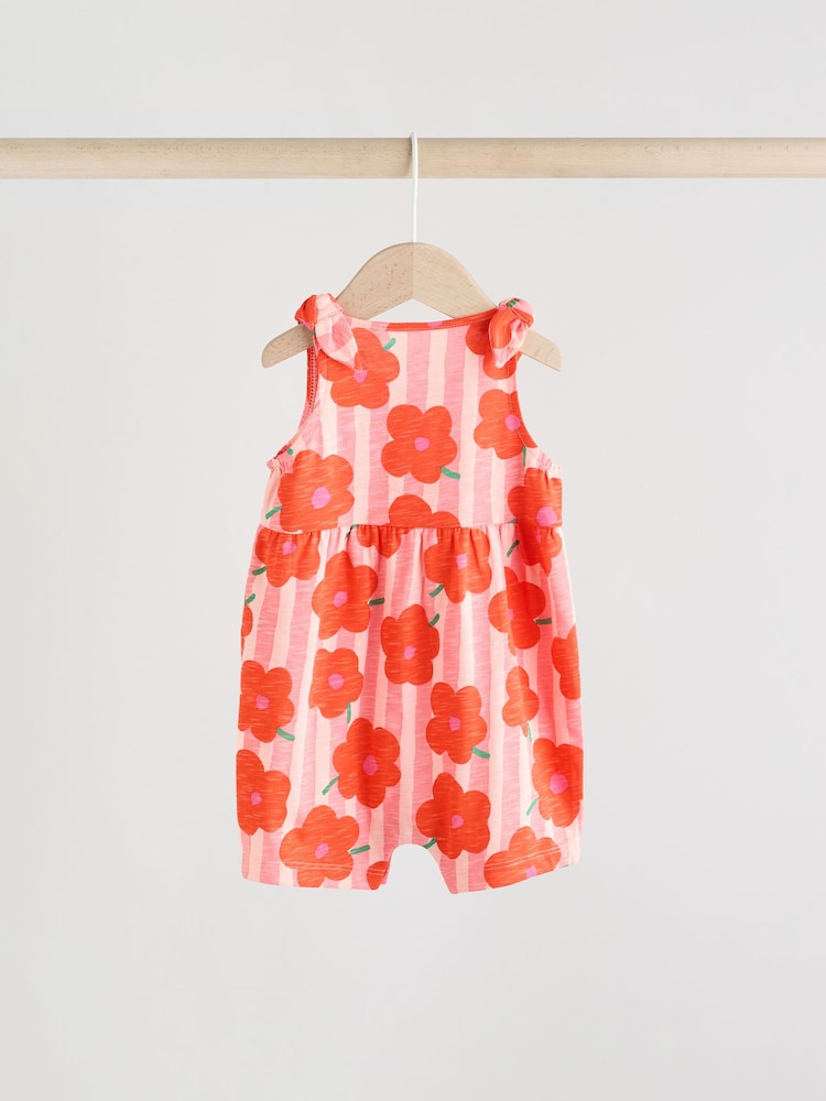 Multicolour Fruit Printed 100% Cotton Baby Jersey Rompers 3 Pack - Image 4 of 11