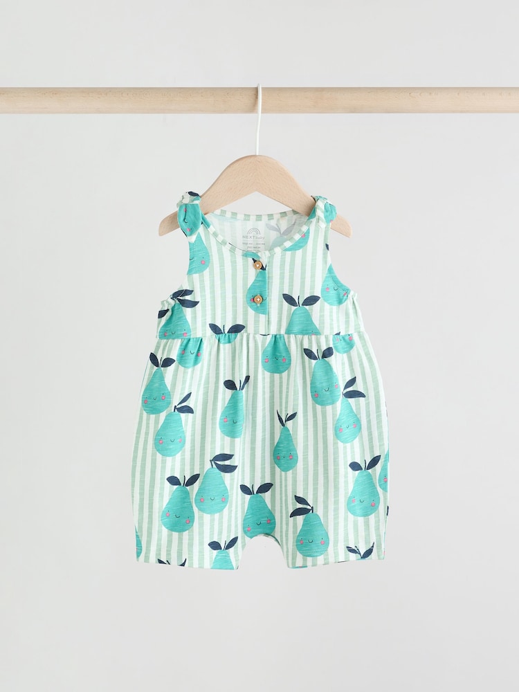 Multicolour Fruit Printed 100% Cotton Baby Jersey Rompers 3 Pack - Image 5 of 11