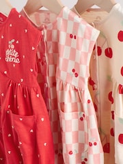 Red and Ecru Cherry Baby Rompers 3 Pack - Image 3 of 12