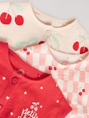 Red and Ecru Cherry Baby Rompers 3 Pack - Image 8 of 12