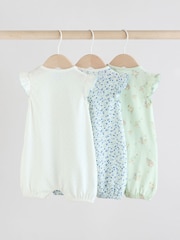 Multi Printed Floral Bunny Rompers 3 Pack - Image 2 of 11