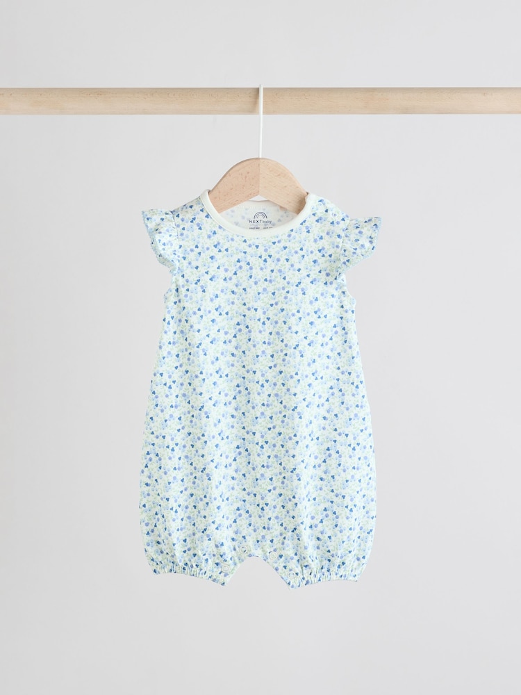 Multi Printed Floral Bunny Rompers 3 Pack - Image 4 of 11