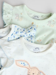 Multi Printed Floral Bunny Rompers 3 Pack - Image 8 of 11