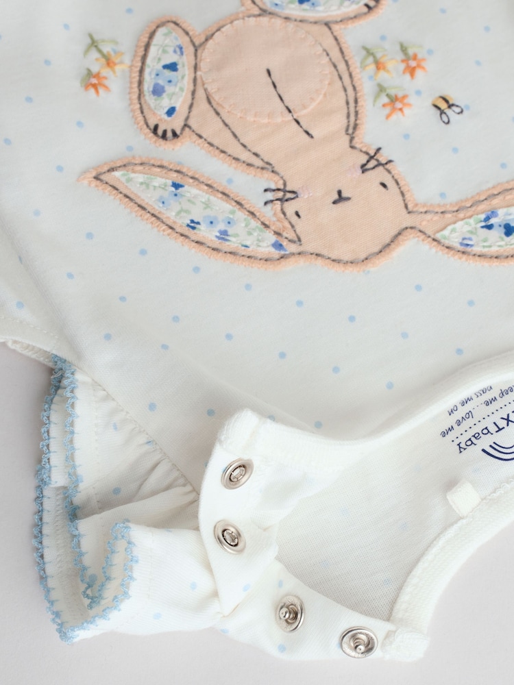 Multi Printed Floral Bunny Rompers 3 Pack - Image 9 of 11