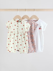 Red and Blue Floral Baby Rompers 3 Pack - Image 1 of 12