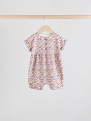 Red and Blue Floral Baby Rompers 3 Pack - Image 5 of 12