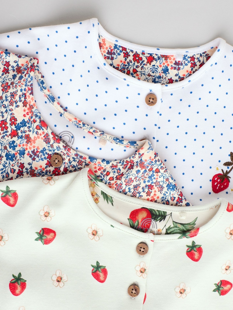 Red and Blue Floral Baby Rompers 3 Pack - Image 8 of 12