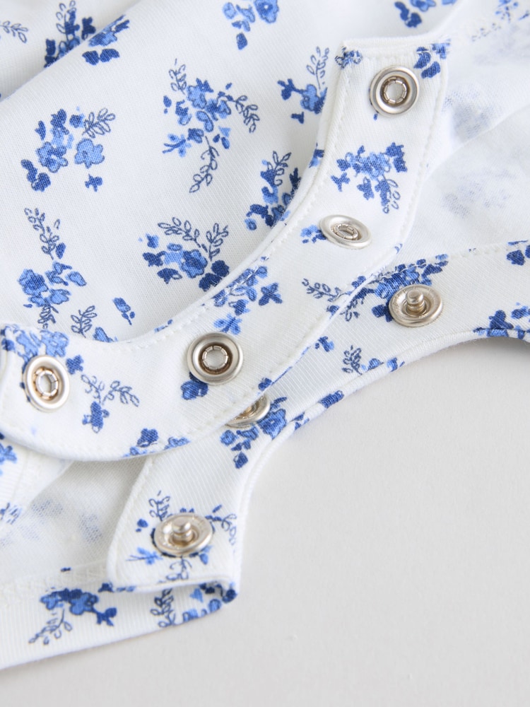 Blue Floral Baby Printed Rompers 3 Pack - Image 10 of 10