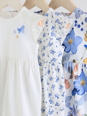 Blue Floral Baby Printed Rompers 3 Pack - Image 7 of 10