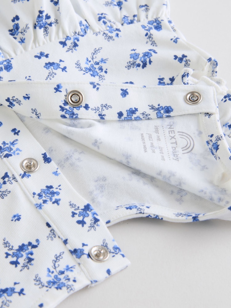 Blue Floral Baby Printed Rompers 3 Pack - Image 9 of 10