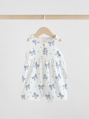 Navy Stripe and Bow Printed 100% Cotton Baby Jersey Rompers 3 Pack - Image 3 of 11