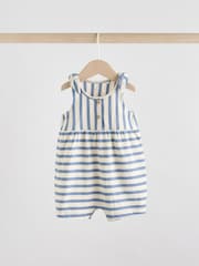 Navy Stripe and Bow Printed 100% Cotton Baby Jersey Rompers 3 Pack - Image 5 of 11